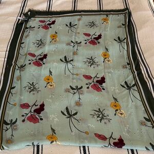 Talbots Geometric Pattern Scarf in aqua, pink and Yellow